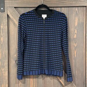 Chico's Travelers Women’s Black and‎ Blue Patterned Jacket Size 0 (Small 4)